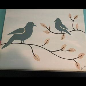 Posh Tots Bird Art Canvas. 2 canvases. Blue canvas. Birds. Sleep Baby